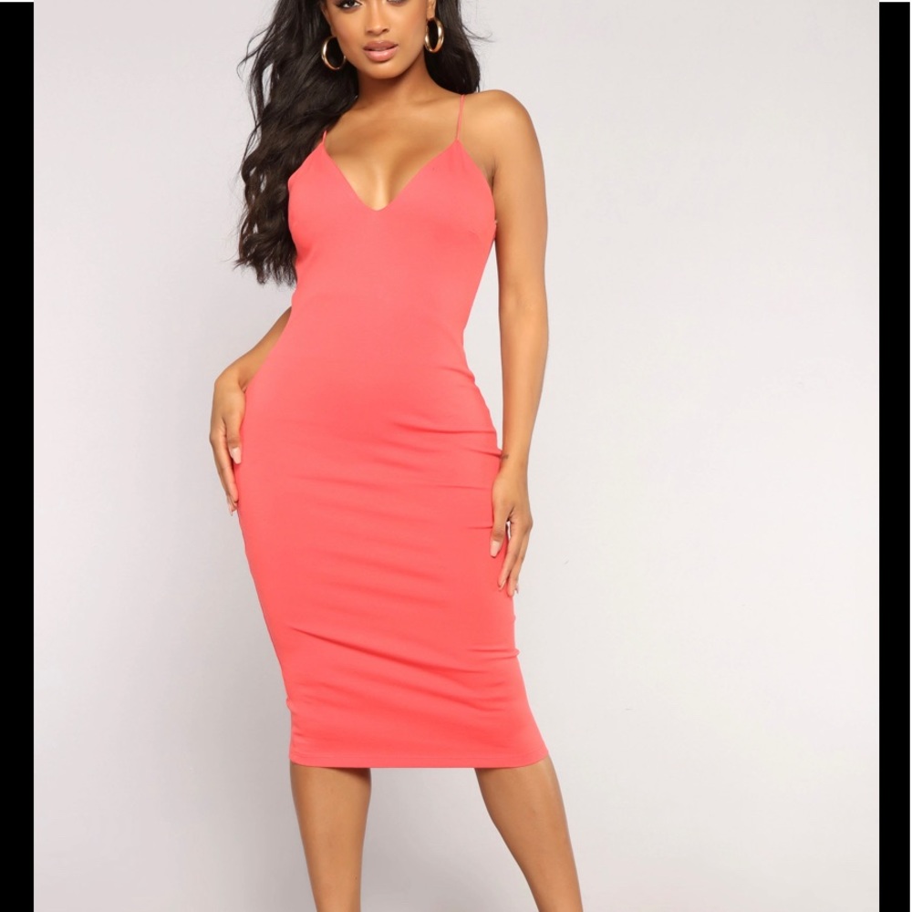 Coral Midi Dress